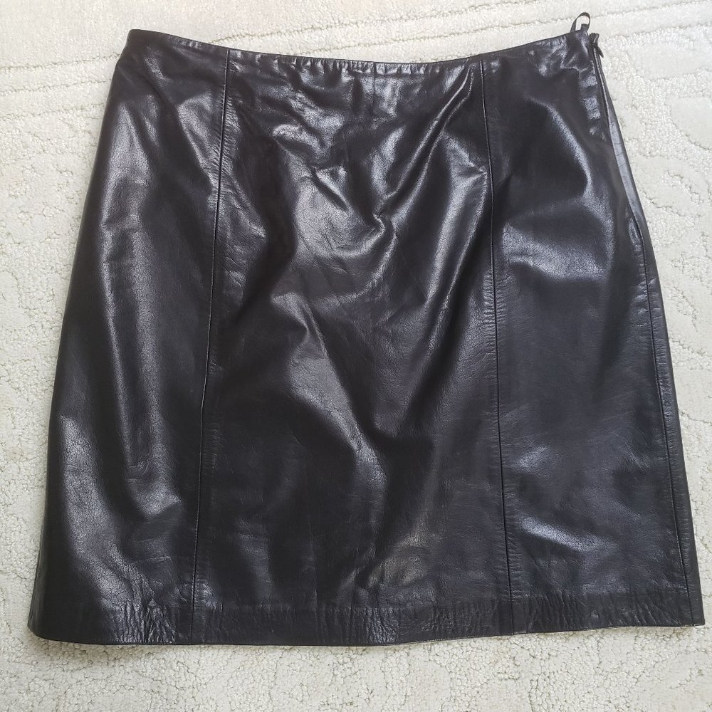 Ann Taylor Black Butter Soft Leather Skirt Sz14